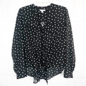 Candie's Womens Top Medium Polka Dot Tie Front Flowy Relaxed Casual Party Event